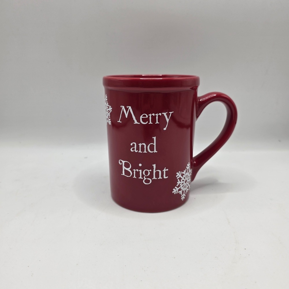Royal Norfolk Mug Red Merry and Bright Snowflake Christmas Holiday Cocoa